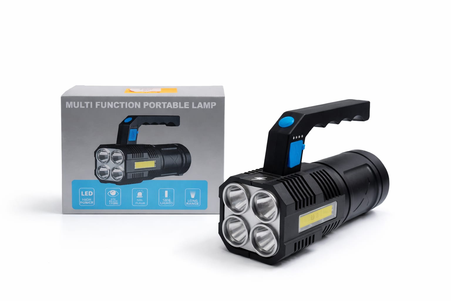 Multifunktionale LED-Handlampe mit Tragegriff und COB-Seitenlicht